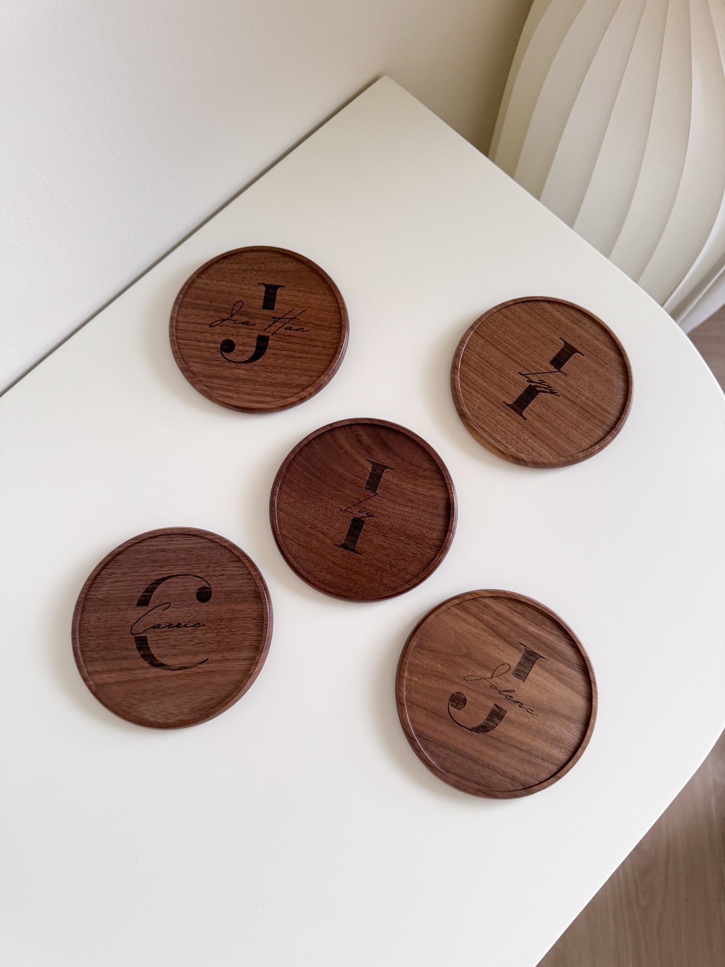 Walnut Wooden Coaster - Monogram
