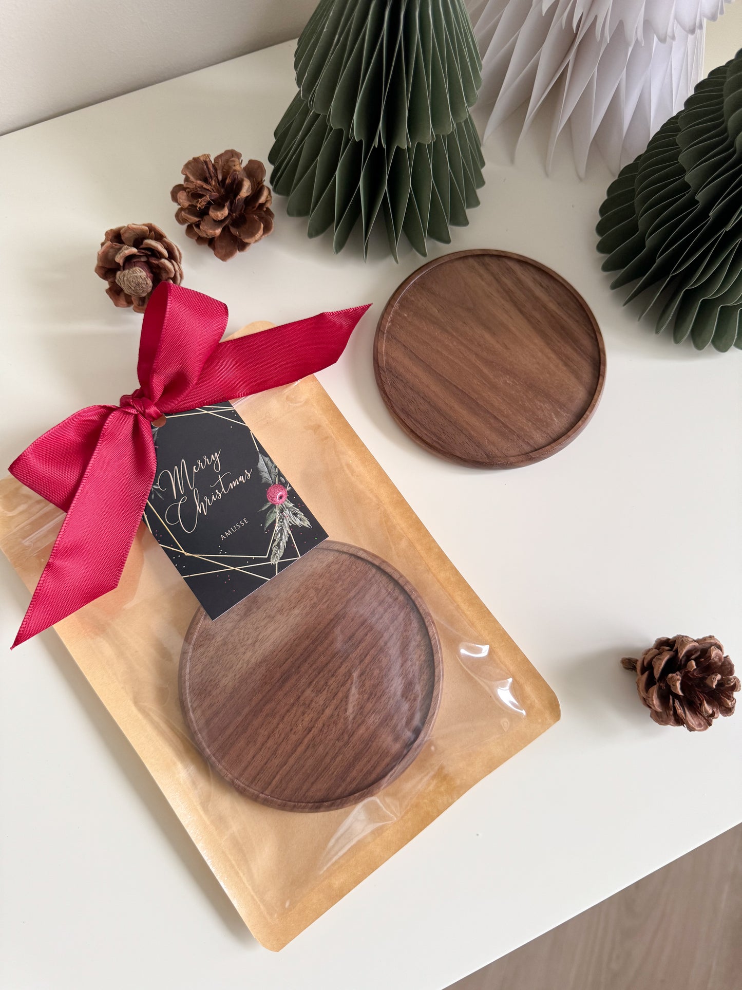 Walnut Wooden Coaster - Monogram