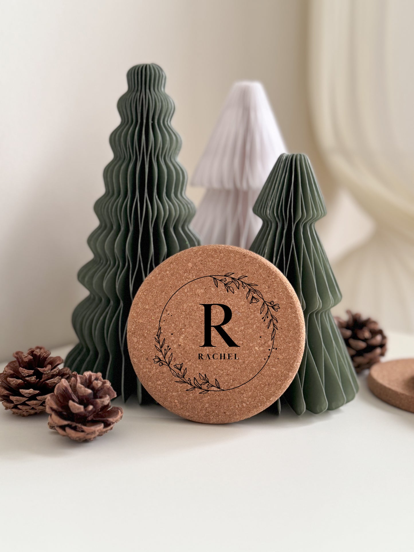 Cork Coasters - Holiday Wreath