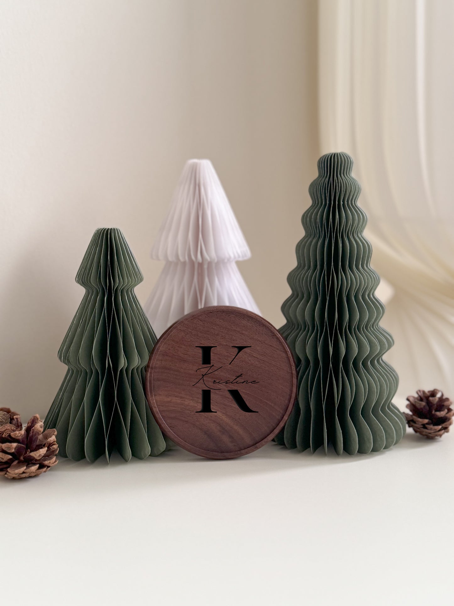 Walnut Wooden Coaster - Monogram