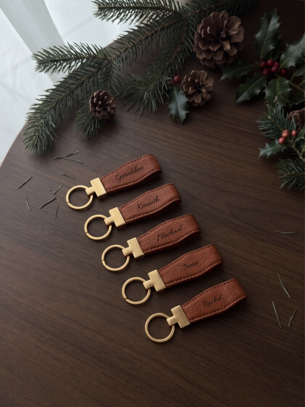 The Collective Bundle of 5 Cowhide Genuine Leather Key Ring