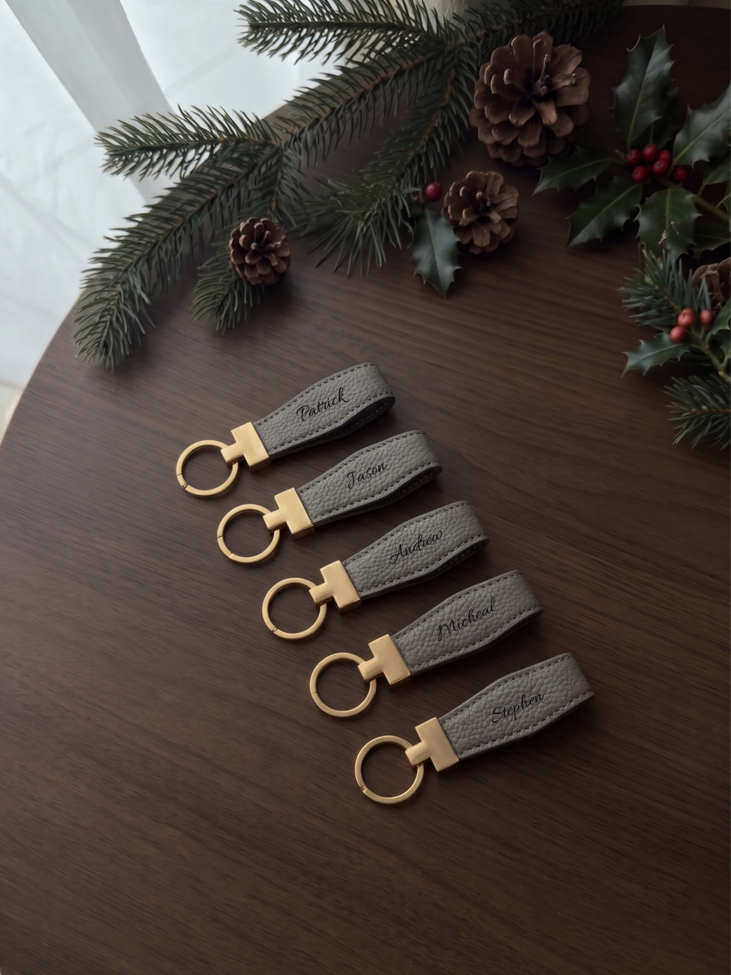 The Collective Bundle of 5 Cowhide Genuine Leather Key Ring