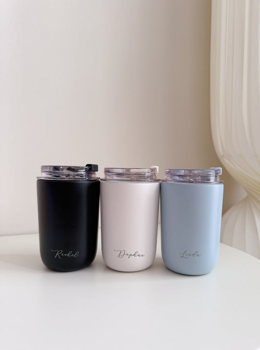 Insulated Stainless Steel Coffee Cup with Straw