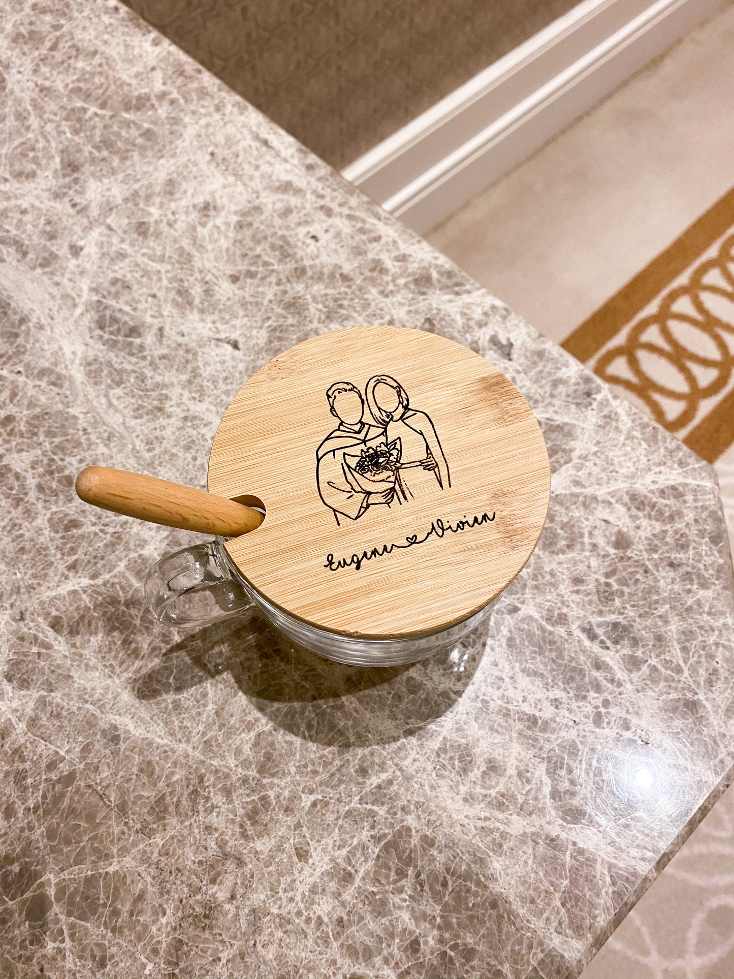 Custom Portrait Wooden Lid Mug