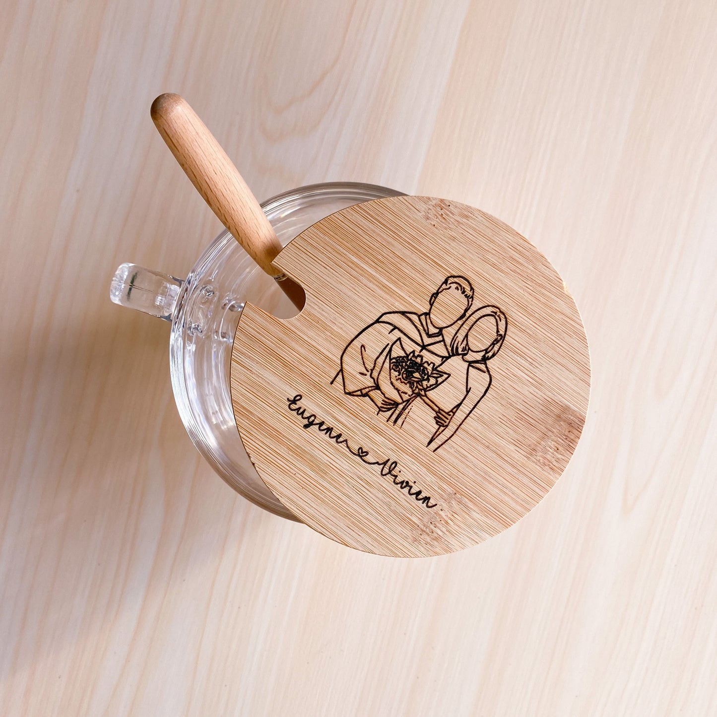 Custom Portrait Wooden Lid Mug