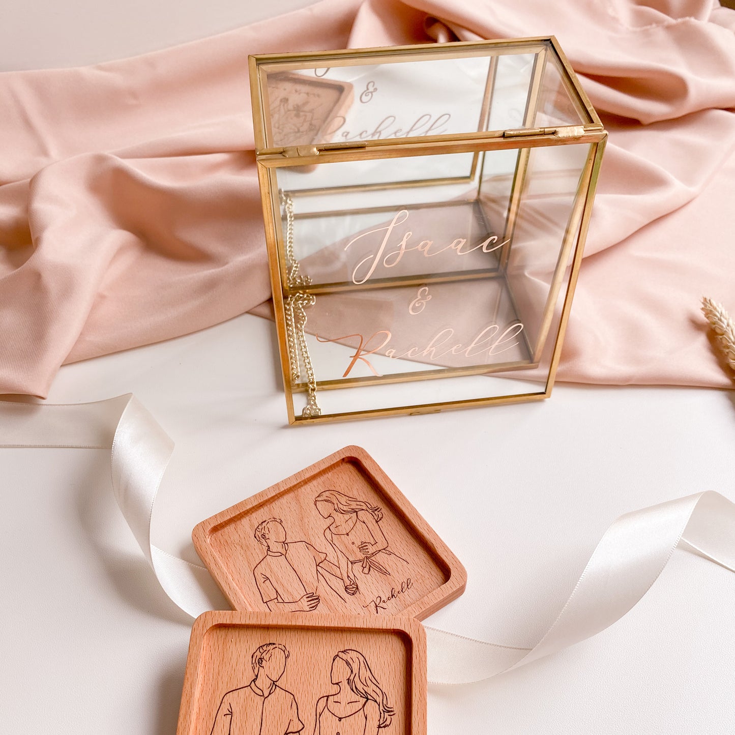 Glass box & Custom Portrait Coasters Set