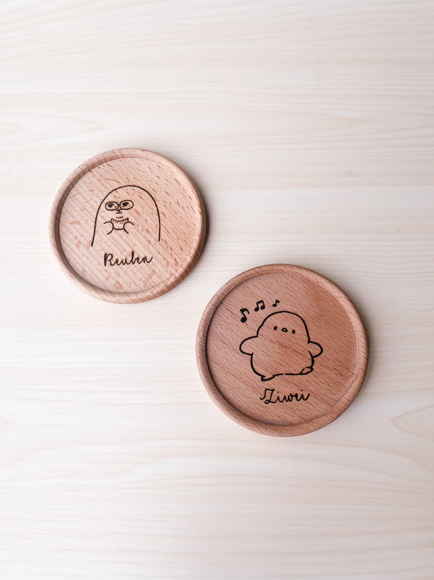 Wood Engraved Coaster - Sticker Series